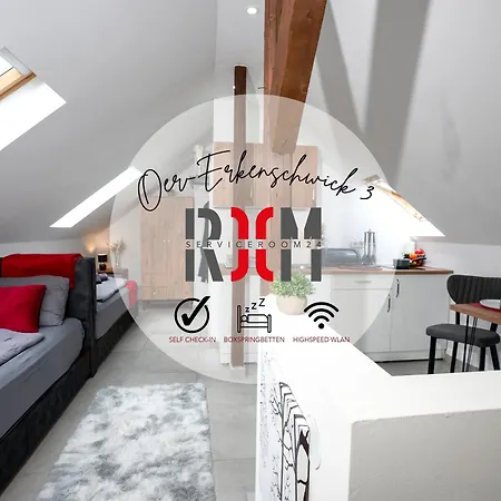 شقة Serviceroom24 - 5 In Wlan - Smart-tv - 24-7 Check-in Und Kuche
